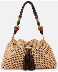 Jimmy Choo - Bon Bon Medium Beaded Raffia Bucket Bag - Lyst