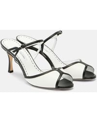 Manolo Blahnik - Versari 70 Leather Mules - Lyst