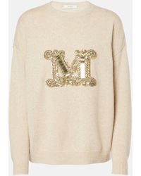 Max Mara - Logo Embellished Wool And Cashmere Sweater - Lyst