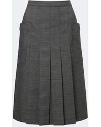 Prada - Pleated Virgin Wool Midi Skirt - Lyst