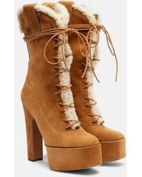 Paris Texas - Malena 145 Suede Platform Lace-Up Boots - Lyst