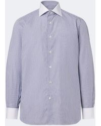 Brioni - William Striped Cotton Poplin Shirt - Lyst