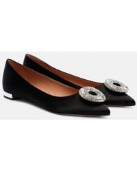 Aquazzura - Crystal Hoop Satin Ballet Flats - Lyst