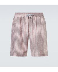 Fedeli - Alfa Striped Linen Bermuda Shorts - Lyst