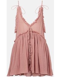 The Attico - Ruffled Cotton Gauze Minidress - Lyst