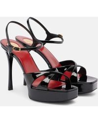 Saint Laurent - Debbie 85 Patent Leather Platform Sandals - Lyst