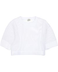 Fendi T-Shirt aus Mesh mit Logo-Applikation - Weiß