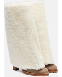 Yves Salomon - Shearling And Suede Knee-High Boots - Lyst