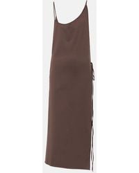 The Attico - Side-Slit Gathered Midi Dress - Lyst