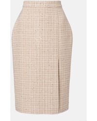 Elie Saab - Checked Sequined Tweed Midi Skirt - Lyst