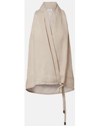 Brunello Cucinelli - Monili Halterneck Linen Wrap Top - Lyst