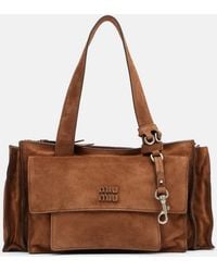 Miu Miu - Utilitaire Suede Shoulder Bag - Lyst