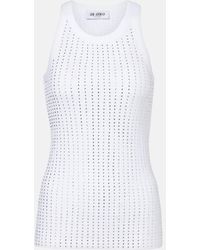 The Attico - Top Aus Baumwoll-Jersey Mit Kristallen - Lyst