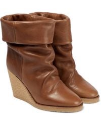 Isabel Marant Totam Wedge Leather Ankle Boots - Brown