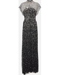 Jenny Packham - Crystal Drop Embellished Caped Gown - Lyst