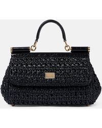 Dolce & Gabbana - Small 'Sicily' Raffia Blend Bag - Lyst