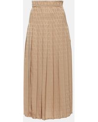 Valentino - Toile Iconographe Pleated Silk Midi Skirt - Lyst