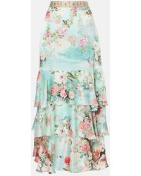 CAMILLA - Ruffled Tiered Silk Maxi Skirt - Lyst