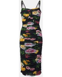 Dolce & Gabbana - Robe Midi En Tulle A Fleurs - Lyst