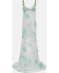 Dries Van Noten - Floral Embellished Silk Chiffon Gown - Lyst