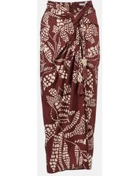 Poupette - Uma Printed Cotton Midi Skirt - Lyst
