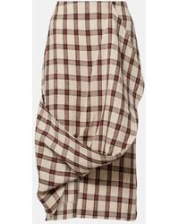 Rohe - Checked Linen Midi Skirt - Lyst
