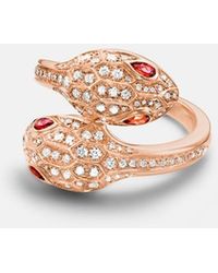BVLGARI - Serpenti Seduttori 18Kt Rose Ring With Diamonds And Rubellites - Lyst