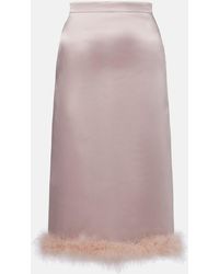 Valentino - Feather-Trimmed High-Rise Midi Skirt - Lyst