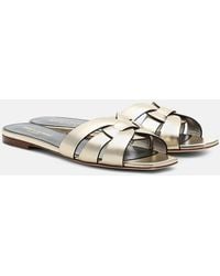 Saint Laurent - Tribute Metallic Leather Sandal - Lyst