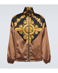 Versace - High-neck Jacket With Barocco Print Insert In Viscose - Lyst