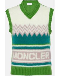 Moncler - Logo-intarsia V-neck Wool Sweater Vest - Lyst