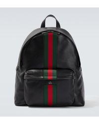 Gucci - Web Stripe Leather Backpack - Lyst
