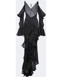 Roberto Cavalli - Robe Longue En Soie A Volants - Lyst