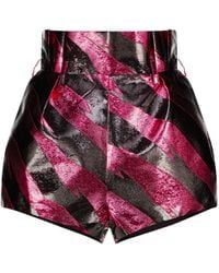 Alexandre Vauthier Striped Metallic High-rise Shorts - Red