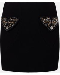 Versace - Minifalda De Crepe De Lana Virgen - Lyst