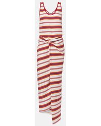 Rabanne - Robe Longue Rayee En Coton Melange - Lyst