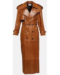 Saint Laurent - Double-breasted Leather Trench Coat - Lyst