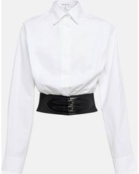 Alaïa - Belted Cotton Poplin Shirt - Lyst