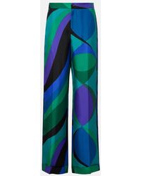 PUCCI - Printed Silk Wide-Leg Pants - Lyst