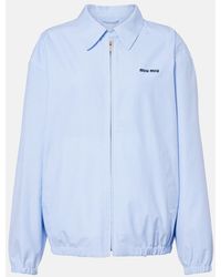 Miu Miu - Logo Gingham Cotton Blouson Jacket - Lyst