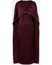 Roland Mouret - Embellished Caped Satin Crepe Midi Dress - Lyst