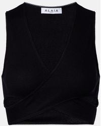 Alaïa - Ribbed-Knit Jersey Crop Top - Lyst