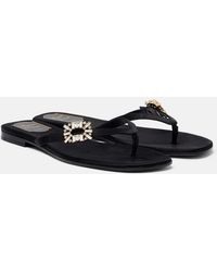Roger Vivier - Embellished Satin Thong Sandals - Lyst