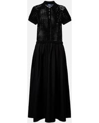 Polo Ralph Lauren - Crochet-Trimmed Cotton Poplin Midi Dress - Lyst