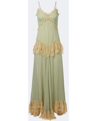 De La Vali - Estela Lace-Trimmed Georgette Maxi Dress - Lyst