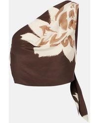 SIR. - Floral One-Shoulder Silk Satin Top - Lyst