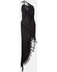 Blumarine - Asymmetric Lace-Trimmed Midi Dress - Lyst