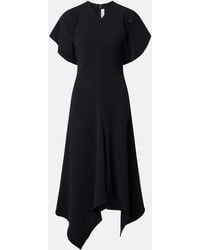 Victoria Beckham - Asymmetric Draped Cady Midi Dress - Lyst