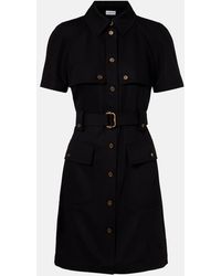 Burberry - Belted Wool Shirt Dress - Lyst