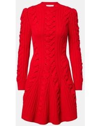 McQueen - Cable-Knit Wool And Cashmere Minidress - Lyst